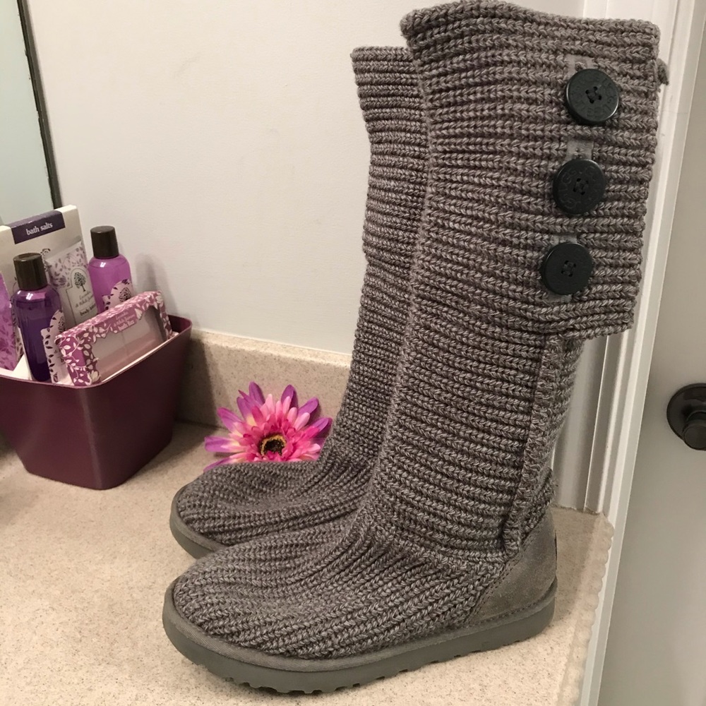 UGG Grey Cardy Slouch Sweater Boots @